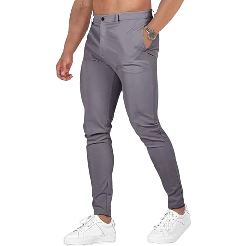 Men's Slim Fit Stylish Business Pants Stretch Casual Solid Formal Pants Lightweight Joggers Outdoor Trousers