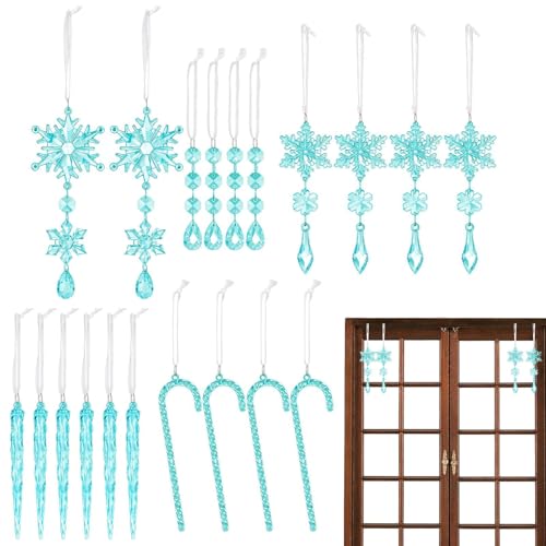 Mppchhn Carámbanos De Navidad De Acrílico,20 Piezas De Colgantes Decorativos Transparentes Festivos | Decoraciones de Árbol de Navidad Gota de Carámbano,para Año Nuevo Boda Cumpleaños Ventana
