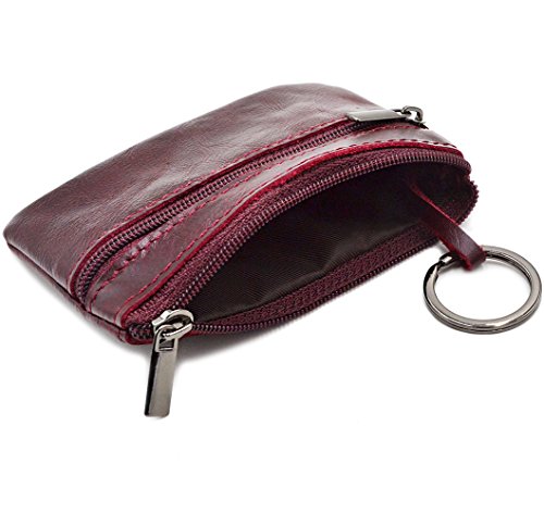 Freezx Women Genuine Leather Coin Pouch Zip Mini Purse Wallet Key Chain Double Zipper #TOP5