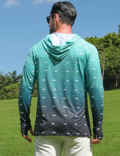 iCKER Men's UPF 50+ Sun Protection Hoodie Shirt Rash Guard Long Sleeve Shirt UV Fishing Outdoor Hiking Swimming Running2