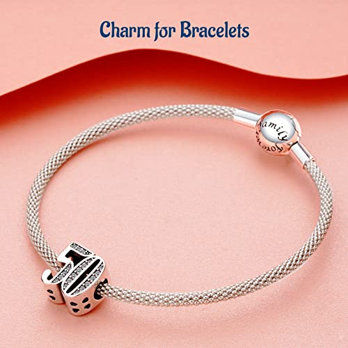 Image of Mothers Day Birthday Number Love Family Friendship Graduation Auntie Grandma Dad Mom Charms for Pandora Bracelets Necklaces, Gifts Women, for Anniversary Valentines Christmas
