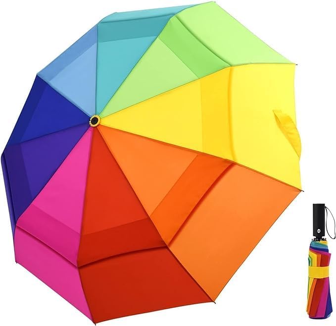 Image of Umberalla Automatic Open Travel with Wind Vent,Umbrella big size for men, Umbrella for girls, Umbrellas for rain,Windproof Umberalla Large for Man,Women (Rainbow)