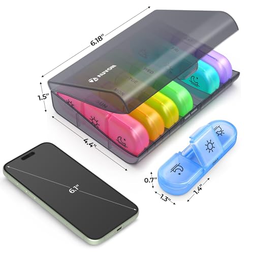 Image of AUVON Weekly Pill Organizer 3 Times a Day, Large 7 Day Pill Box 3 Times a Day with Separate Container, Portable Pill Case for Medication, Vitamins, Fish Oil and Supplements