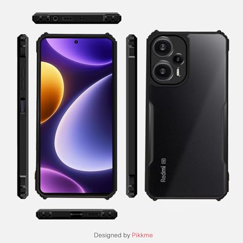 Image of Pikkme Back Cover for Mi Poco F5 5G | Ultra Hybrid Shockproof Case | Full Camera Protection | Raised Edges | Clear Transparent Bumper Case (Black)