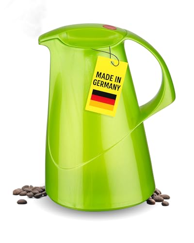 ROTPUNKT Isolierkanne 1L - Premium Kaffekanne Made in Germany I Hält bis zu 24 Std heiß I Warmhaltekanne für Kaffee und Tee (Stepahnie 260, Shiny Pear)