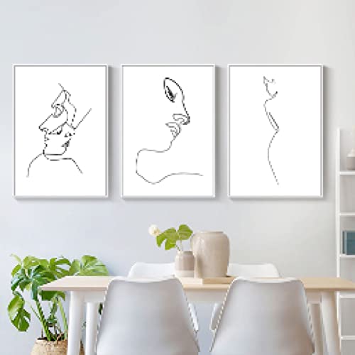 Toile imprimée visage femme minimaliste pour mur de chambre épuré