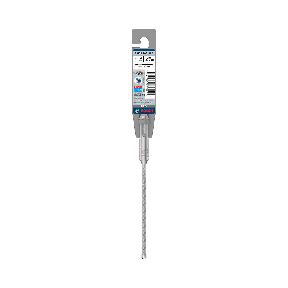 Bosch 1x PRO SDS plus-5X Kırıcı Delici Delme Ucu (Donatılı Beton, Beton, Ø 5,00 mm, Professional Aksesuar Kırıcı Delici)