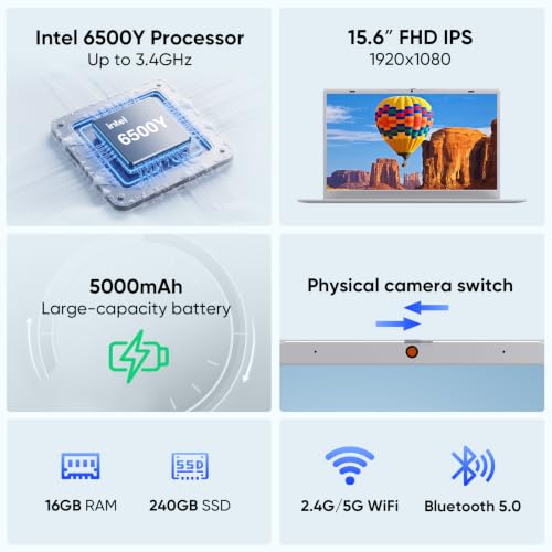 MARGOLAI 15.6" FHD IPS Laptop Computer, 16GB RAM/240GB SSD, Pentium 6500Y - image 2