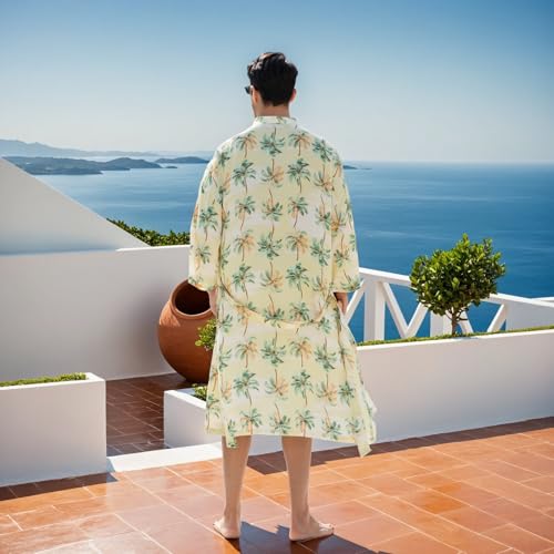 UMIMAN Men's lightweight robe 2 Piece Japanese Kimono Robe and Shorts Set Casual Belted Open Front Long Robe3