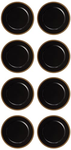 Platos cargadores negro y dorado 13 pulg, set de 8 miniatura 1