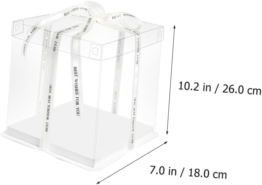 Alipis 8-inch Birthday Cake Carrier Box, Single Layer Cake Storage Container with Ribbon, 5pcs Square Dessert Packaging Boxes for Party and Use