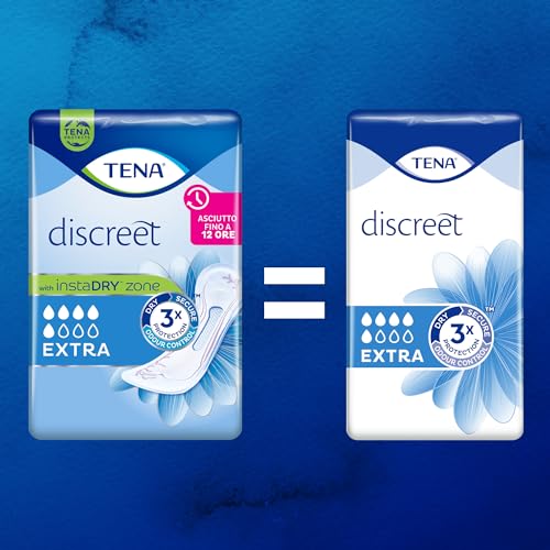 TENA Discreet Extra Pacco Scorta Mensile, Assorbenti per Perdite Urinarie Femminili, Discreti e Confortevoli, 6 Confezioni x 12 Pezzi - 3