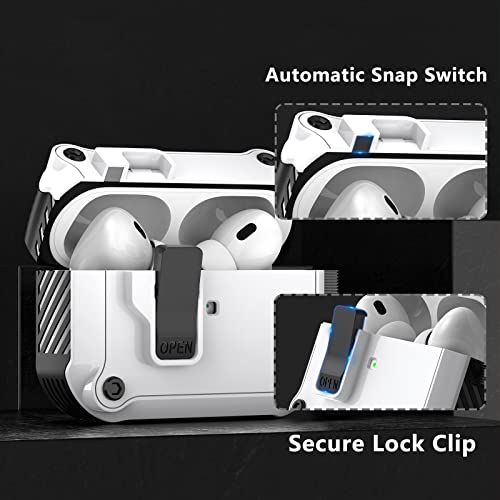 [4 In 1] Airpods Pro 2Nd/1St Generation Case Cover With Cleaner Kit & 3 Pairs Replacement Ear Tips With Noise Reduction Hole(S/M/L),Automatic Snap Switch Secure Case For Apple Airpods Pro 2Nd/1St #TOP2