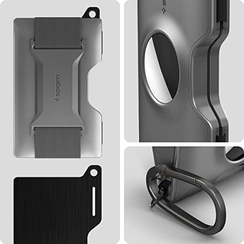 Spigen Wallet S RFID Signal Blocking AirTag Credit Card Holder with Keyring and Cash Strap - Gunmetal