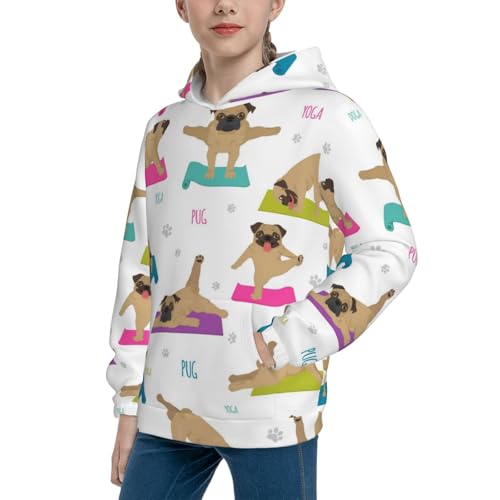 Yoga Dogs Poses Kid Hoodies Boys Sweatshirts Girls Pullover with Pocket2