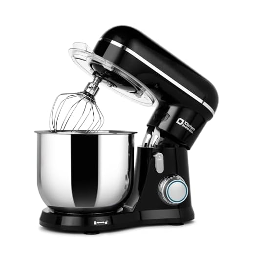Kitchen in the box Kompakte Küchenmaschine 3,5 L, Rührmaschine & Knetmaschine mit 10 Geschwindigkeiten, Leichte Teigmaschine mit Knethaken, Rührhaken & Schneebesen, ideal für kleine Küchen,Schwarz