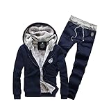 [three Joy] ジャージ メンズ 上下セット 大きいサイズ パーカー 裏起毛 おしゃれ 冬 秋 スポーツウェア ネイビー 2XL