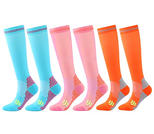 3 Pairs Compression Socks for Women 20-30 mmhg Knee High, Womens Compression Socks Compression Stockings for Women