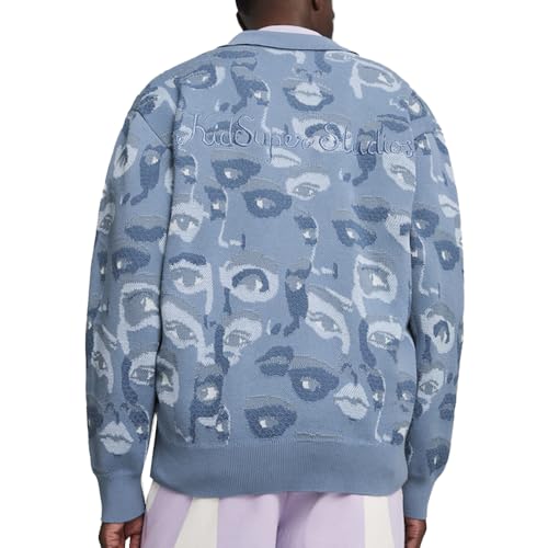 PUMA Mens X Kidsuper Graphic Collared Long Sleeve Cardigan Sweater Casual Tops Casual Cardigan Button Up - Blue2