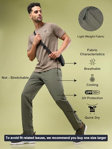 Image of TECHNOSPORT Mens Regular Fit Solid Woven Track Pant for Activewear, Regular Use and Quick Dry, (Non- Stretchable)