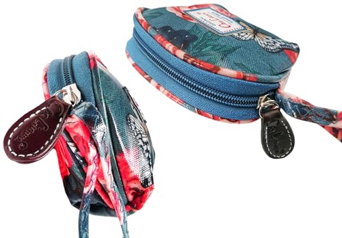 Printed Nylon Wristlet Coin Purse Small Zipper Pouch for Makeup Accessories Daily Essentials Compact Change Wallet with Strap for Women (Style 1)3