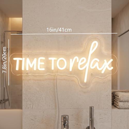 Image of TIME To relax Warm White Neon Sign for Wall Decor Led Neon Lights for Wedding Party Beauty Salon Gym Store Game Room Decorations