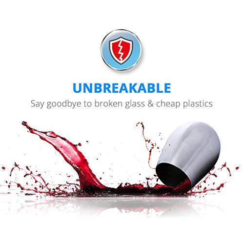 Stainless Steel Wine Glasses - Set Of 4 Large & Elegant Stemless Goblets (18 Oz) - Unbreakable, Shatterproof Metal Drinking Tumblers #TOP1