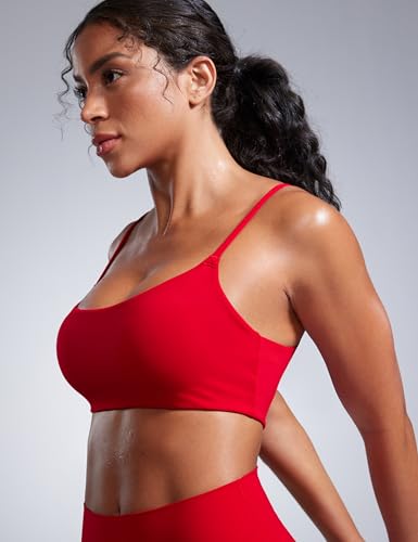 Image of CRZ YOGA Butterbreeze Scoop Neck Sports Bras | Medium Support, Removable Pads, Training, Fast Dry, Spaghetti Straps, U Back, for Women