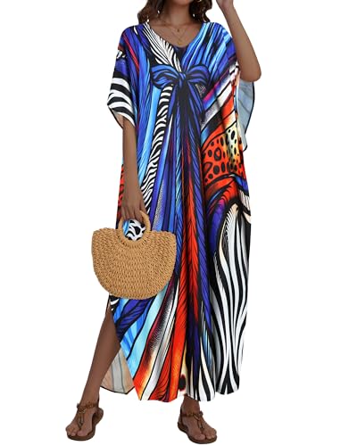 Image of Kaftan Dresses for Women V Neck Caftan Batwing Sleeve Swimsuit Cover Up