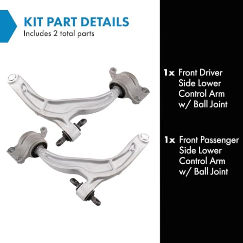 TRQ Front Left and Right Lower Control Arm with Ball Joint Set 2 Piece Compatible with 2017-2024 Chrysler Pacifica 2020-2025 Chrysler Voyager - Image 3