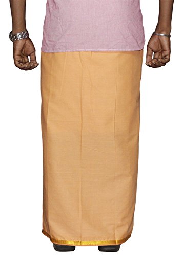 Image of PRAKASAM COTTON Welcro Pocket Dhoti | Jari Border Readymade Cotton Dhoti for Men