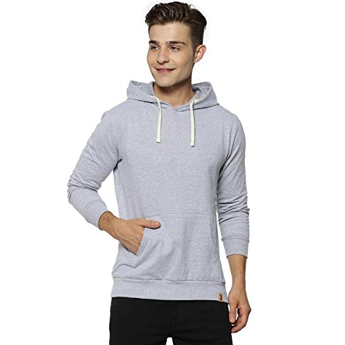 Men's Cotton Hooded Hoodie (AZW119_H_M_PLN_GR_AZ_L_Grey_Large)