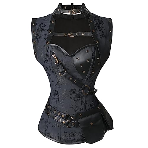 Charmian Women's Steampunk Spiral Steel Boned Vintage Retro Corset Tops Bustier