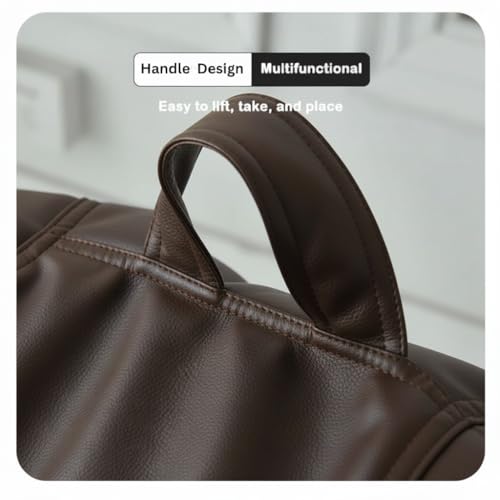 Image of 5XL Premium Leatherette Bean Bag with Rectangular Footrest & Cushion | High Density EPS Beans Filled | Teardrop Shape with Handle | 6 Months Warranty (Brown, 5XL Combo Pack, Solid)