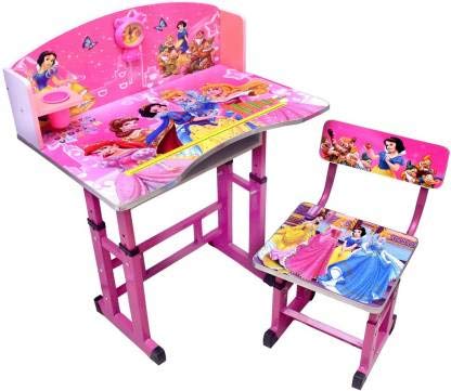 MLU-Kids-Study-Table-and-Chair-Set-Pink-Height-Adjustable-Wooden-Baby-Desk-Age-Between-2-11-with-Free-81-Socket-Extension-Board