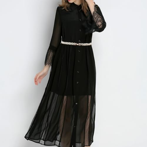 HSQYJ Pearl Elastic Chain Belt Adjustable Stretchy Metal Crystal Flower Buckle Waist Belt Western Body Jewelry for Women Girl 6