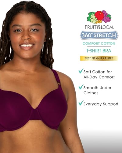 Image of Fruit of the Loom Women's Smooth Cotton T-Shirt Bra - Ultra-Soft, Flexible, and Invisible Under Tees