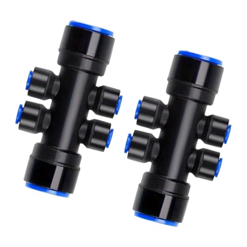 Pocoiau 2/3/8 piezas divisor de riego de jardín de 1/4 pulgadas, conector de 6 vías de ahorro de agua, adaptador de jardín para invernadero de plantas, conector de granja pequeña