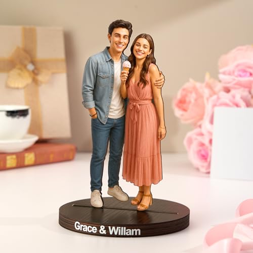 VEELU Personalized Couple 3D Figurine from Photo Custom Picture Figures of Yourself Desk Home Decor...