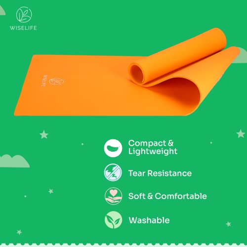 Image of Wiselife 6MM Kids Yoga Mat Play & Exercise | Children Mat With Fun print Games - Playtime For Kids | Extra Thick, Soft, Easy to Fold, Anti Skid, Anti Slip (Orange)