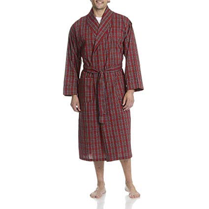 Hanes Men's Big-Tall Woven Shawl Collar Robe Red Plaid (5X-6X Plus, Red) #TOP12