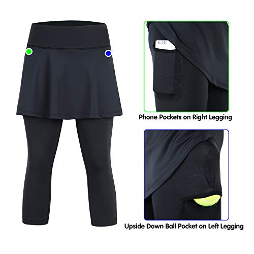 image for ANIVIVO Tennis Skirted Leggings Women with Pockets Capris Skorts Yoga 