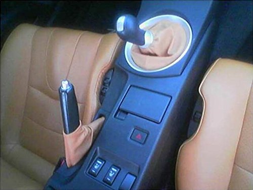 RedlineGoods ebrake Boot Compatible with Infiniti G35 (V35) 2003-07. Tailor Made - not Universal. Genuine top-Grade Italian Black Suede (Alcantara) with Silver Thread