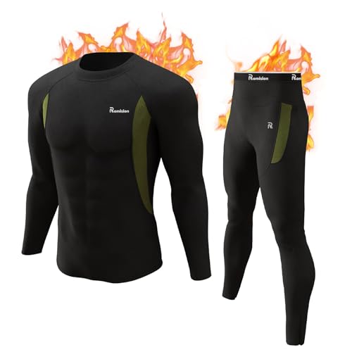 romision Thermal Underwear for Men- Long Johns Base Layer Fleece Lined Top and Bottom Set for Cold Weather