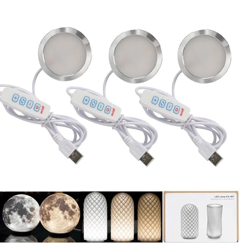 LED-Lampen-Set 001, drei Farben mit Stromausfall Farbeinstellungen speichern für Bambu Lab Makerworld, 3D-Druck, DIY-Hardware-Modell, Ersatzteile, 5 V, USB-betrieben, 3000 K warmes Licht