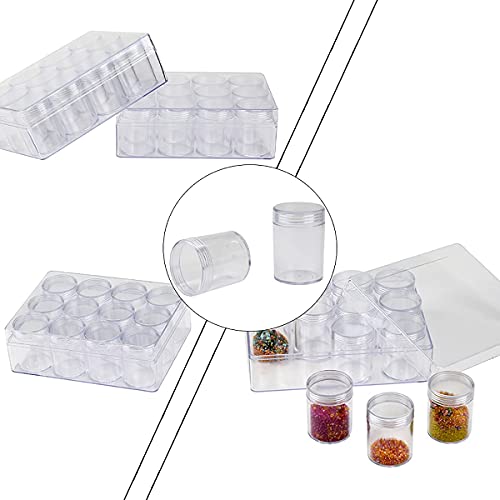 Tdotm 2 X 12 Pieces Bead Storage Container Embroidery Diamond Storage Organizer Box, Clear Painting Jewelry Earring Sewing Nail Storage Jars With Screw Lid For Diy #TOP3