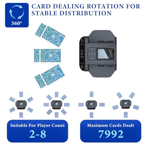 Image of Hop N Play 2-in-1 Automatic Card Shuffler Machine and Dealer, 360 Rotating 2 Decks Card Dealer, Playing Card Table Accessories for Poker Table, Blackjack and More