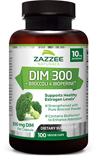 Zazzee DIM 300 mg, 100 Count, Vegan, Plus 10 mg BioPerine, 100 Day