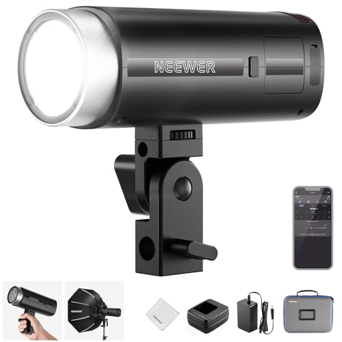 NEEWER Q200 Monolight 200Ws 2.4G TTL 1/8000 HSS App Control Outdoor Studio Strobe with Cleaning Cloth 3200mAh Battery Photography Speedlite 10W Modeling Light 0.01-1.5s Recycle 750 Full Power Flash