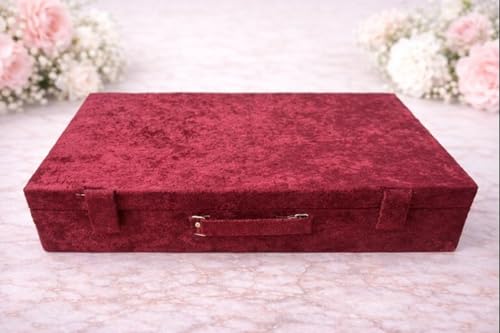 Image of Bangle Box for Women 6 Rod | Bridal Chura Organizer Box with Detachable Rods | Velvet Jewellery Storage Box with Magnetic Lock & Handle | Bangles Holder Case for Jewellery Storage